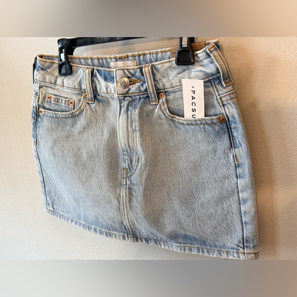 Pacsun Bella Stretch Mid Rise Denim Mini Skirt size 24 - Picture 6 of 12